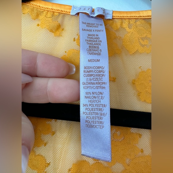 Savage x Fenty Strap Up Long-Sleeve Lace Slip Yellow Amber (Size M) - Picture 8 of 13